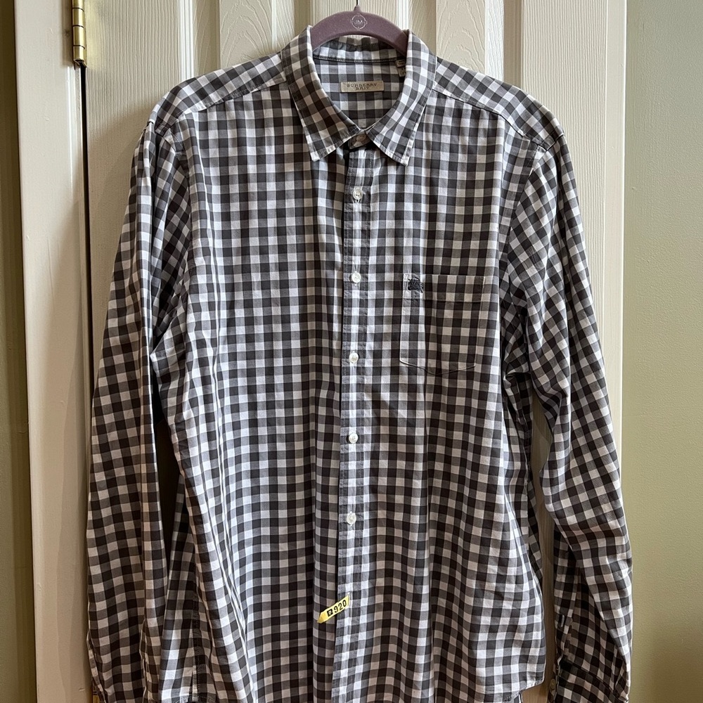 Like New Burberry Brit L/S Men’s Shirt, XXL Grey/White